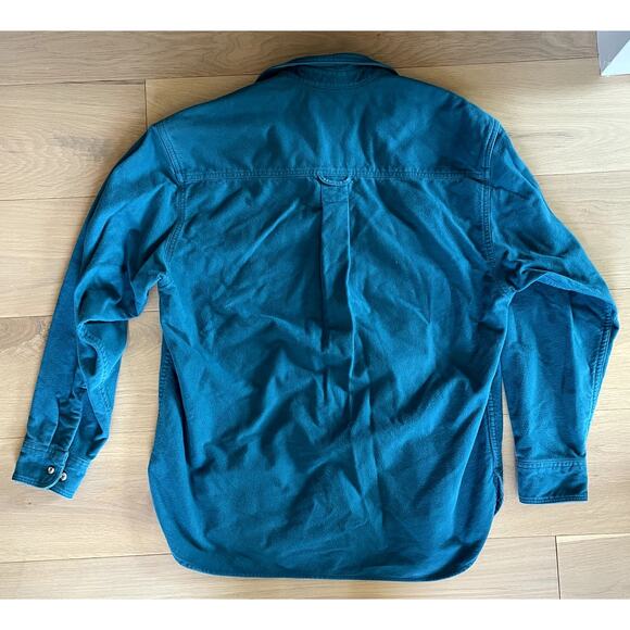 Vintage 90's Eddie Bauer Flannel Turquoise Blue Green - L - Picture 2 of 8